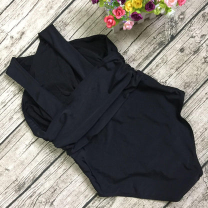 Women V Neck Cross One Piece Swimsuits-STYLEGOING