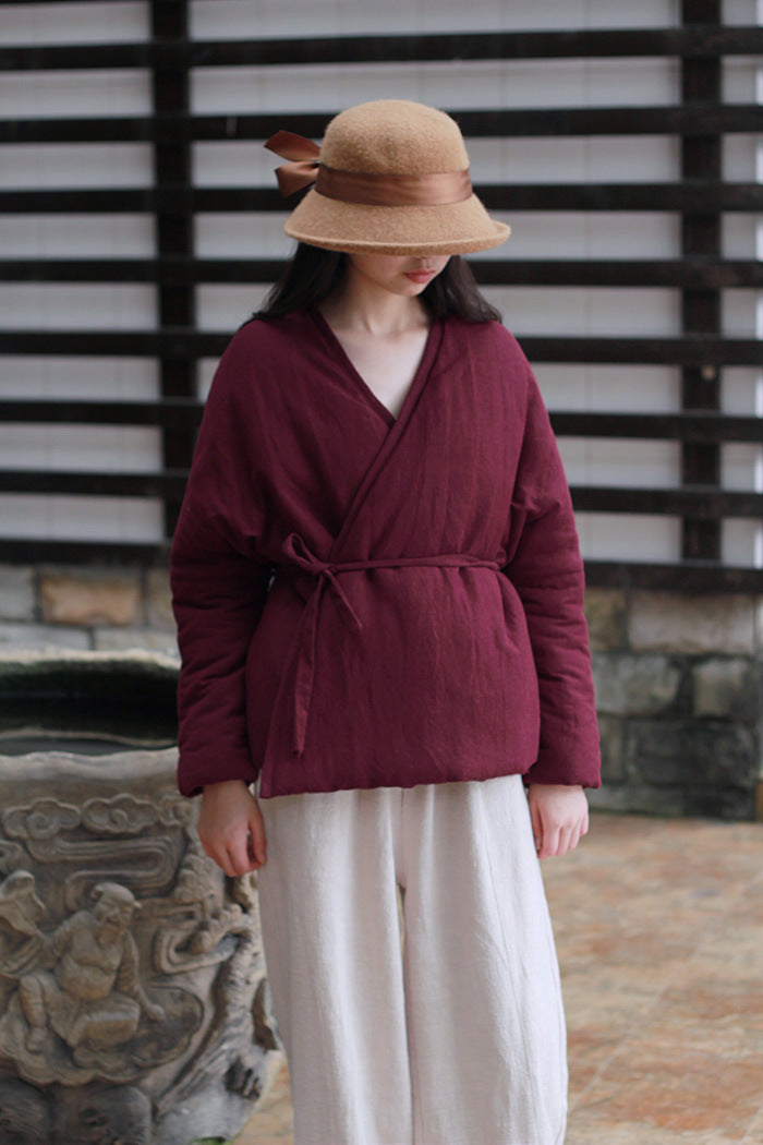 Winter Vintage Linen Warm Short Overcoats