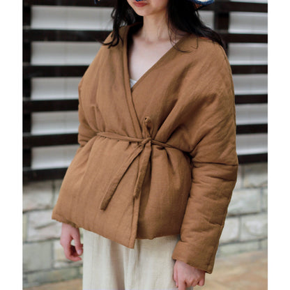 Winter Vintage Linen Warm Short Overcoats