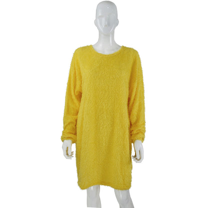 Casual Women Round Neck Plush Long Sweaters