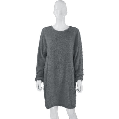 Casual Women Round Neck Plush Long Sweaters