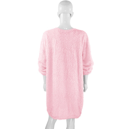 Casual Women Round Neck Plush Long Sweaters