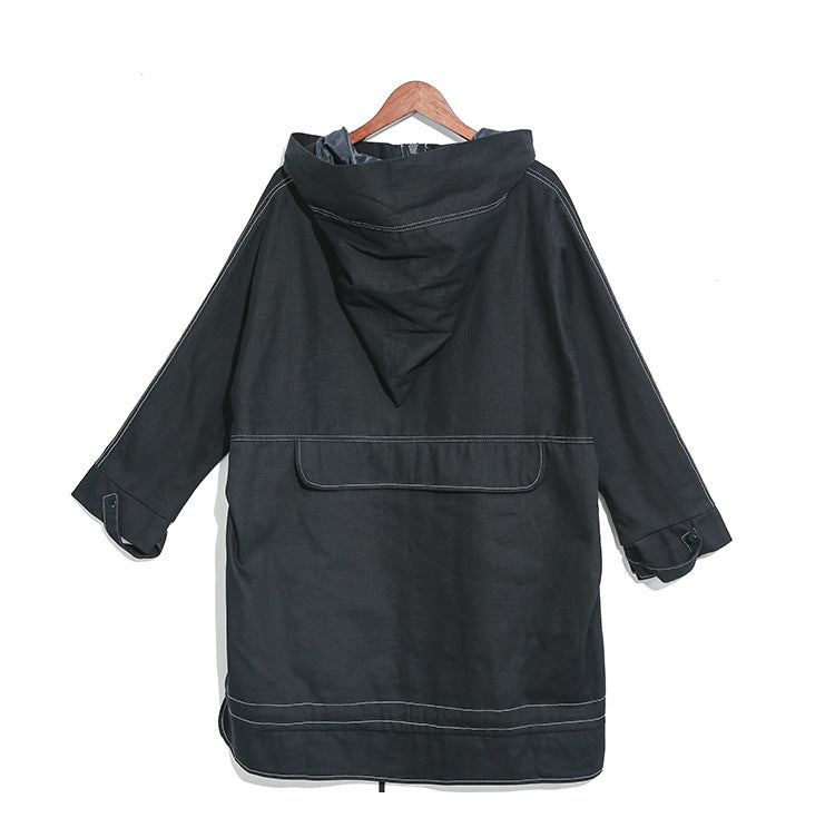 Black Personality Long Sleeves Hoodies Overcoats for Women