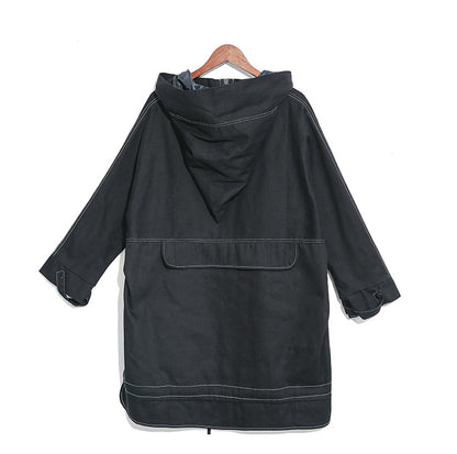 Black Personality Long Sleeves Hoodies Overcoats for Women