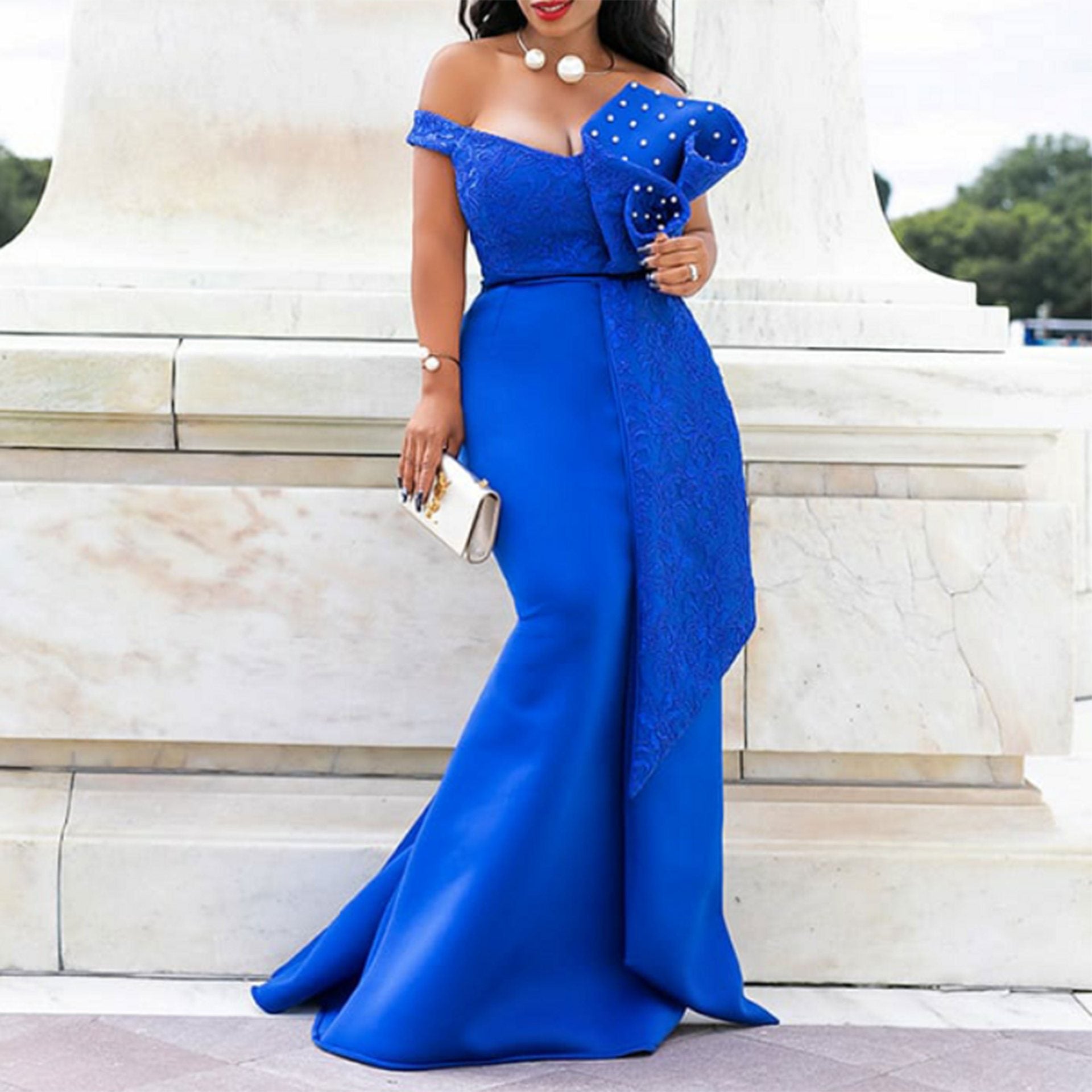 Sexy Off The Shoulder Lace Jewelry Bodycon Party Dresses-STYLEGOING