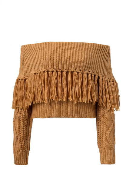 Sexy Off The Shoulder Tassels Women Short Sweaters