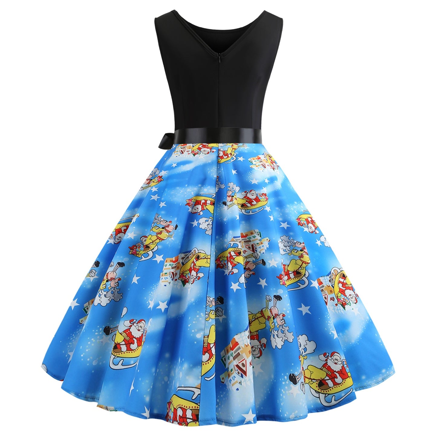 Sleeveless Round Neck Christmas Backless Dresses
