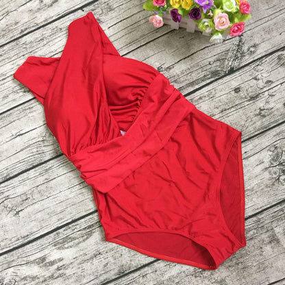 Women V Neck Cross One Piece Swimsuits-STYLEGOING