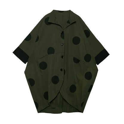 Casual Irregular Dot Print Batwing Coats for Women