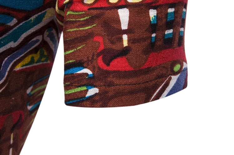 Ethnic Print Men's Summer Beach Short Sleeves Shirts
