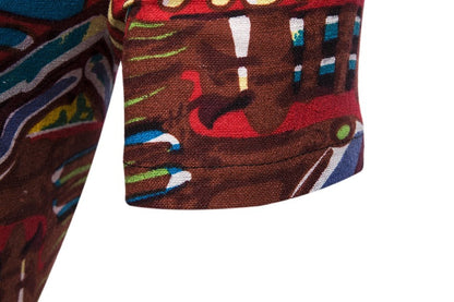 Ethnic Print Men's Summer Beach Short Sleeves Shirts