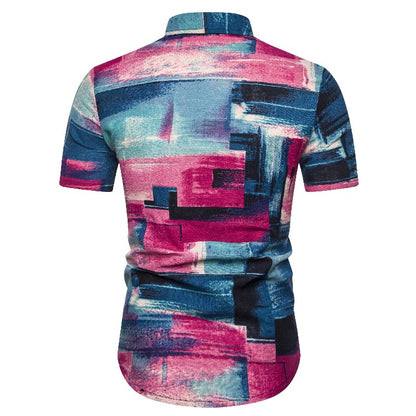 Ethnic Print Men's Summer Beach Short Sleeves Shirts