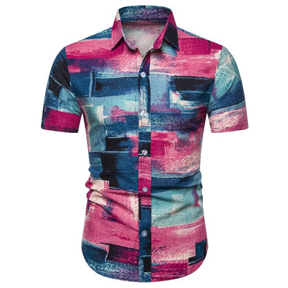 Ethnic Print Men's Summer Beach Short Sleeves Shirts