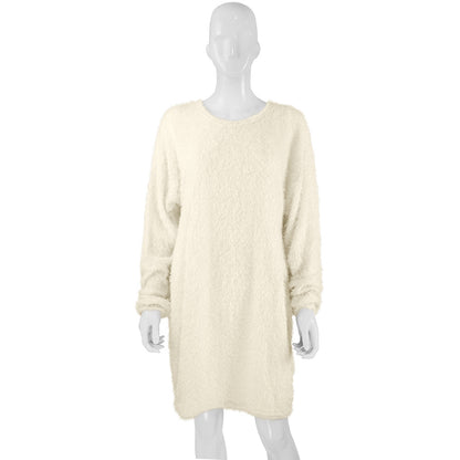 Casual Women Round Neck Plush Long Sweaters