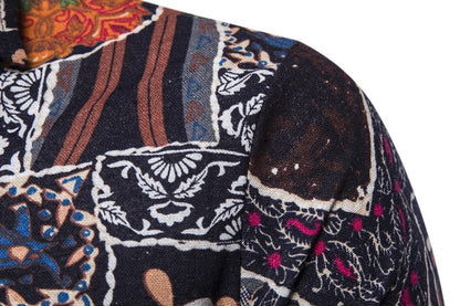 Ethnic Print Men's Summer Beach Short Sleeves Shirts
