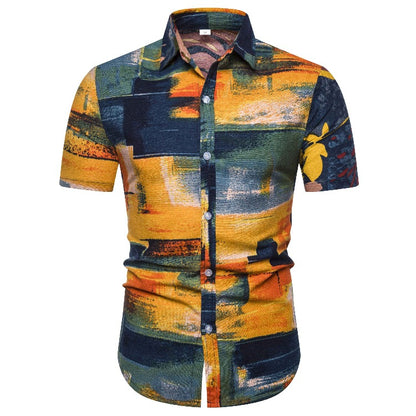 Ethnic Print Men's Summer Beach Short Sleeves Shirts