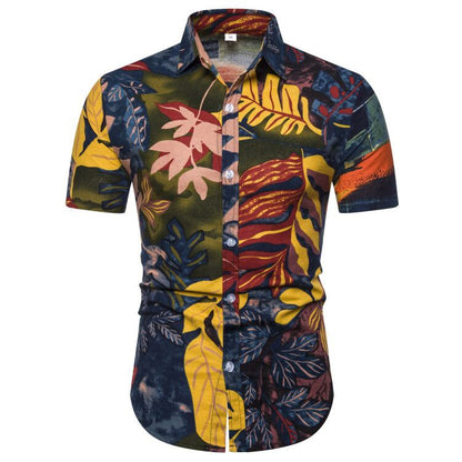 Ethnic Print Men's Summer Beach Short Sleeves Shirts