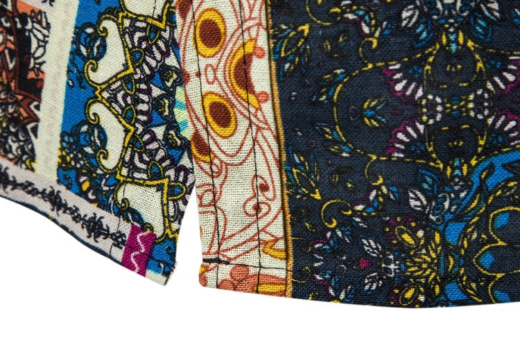 Ethnic Print Men's Summer Beach Short Sleeves Shirts