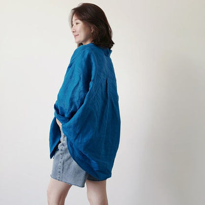Casual Linen Irregular Long Sleeves Shirts