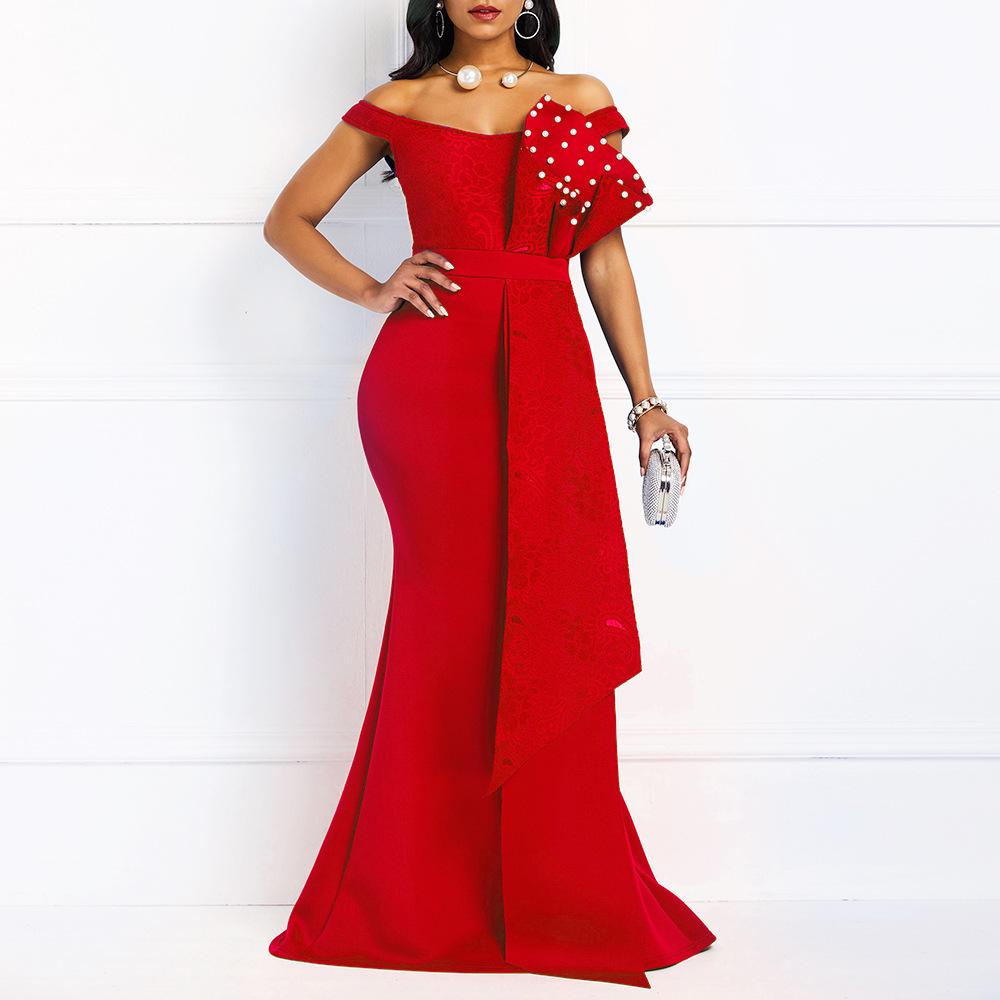 Sexy Off The Shoulder Lace Jewelry Bodycon Party Dresses-STYLEGOING