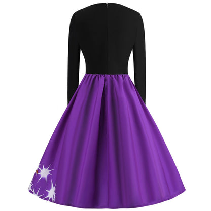 Merry Christmas Sled Round Neck Long Sleeves Women Dresses-STYLEGOING