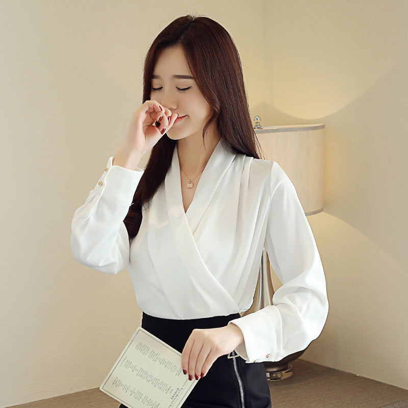 Summer Office Lady Long Sleeves Chiffon Shirts