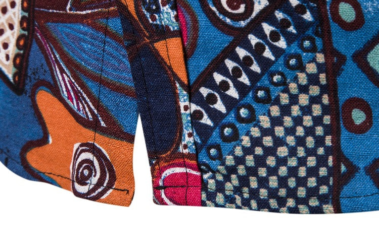 Ethnic Print Men's Summer Beach Short Sleeves Shirts