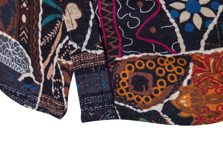 Ethnic Print Men's Summer Beach Short Sleeves Shirts