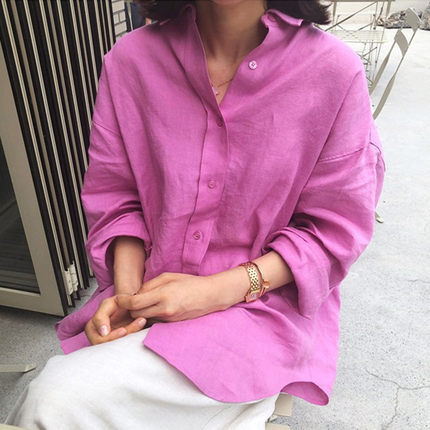 Casual Linen Irregular Long Sleeves Shirts