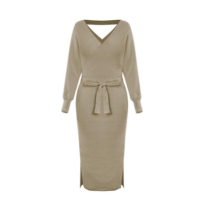 Women Knitting Bodycon Midi Dresses-STYLEGOING