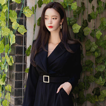Black Office Lady Blazer Style Jumpsuits