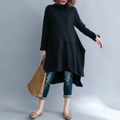 Women High Neck Irregular Fall Dresses-STYLEGOING
