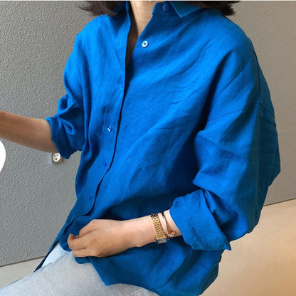 Casual Linen Irregular Long Sleeves Shirts