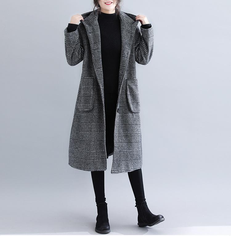 Women Plus Sizes Woolen Winter Coat-STYLEGOING