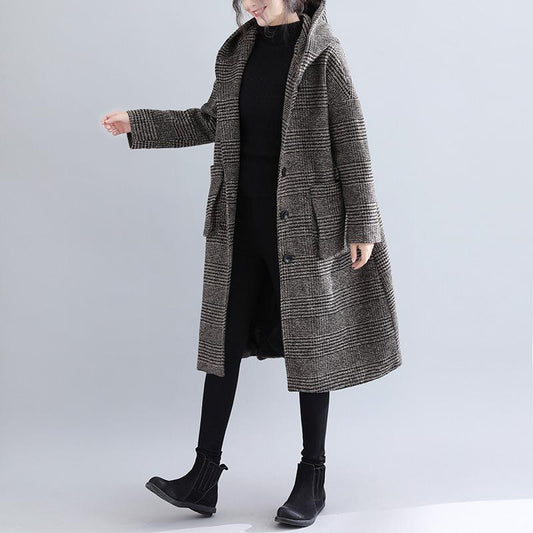 Women Plus Sizes Woolen Winter Coat-STYLEGOING