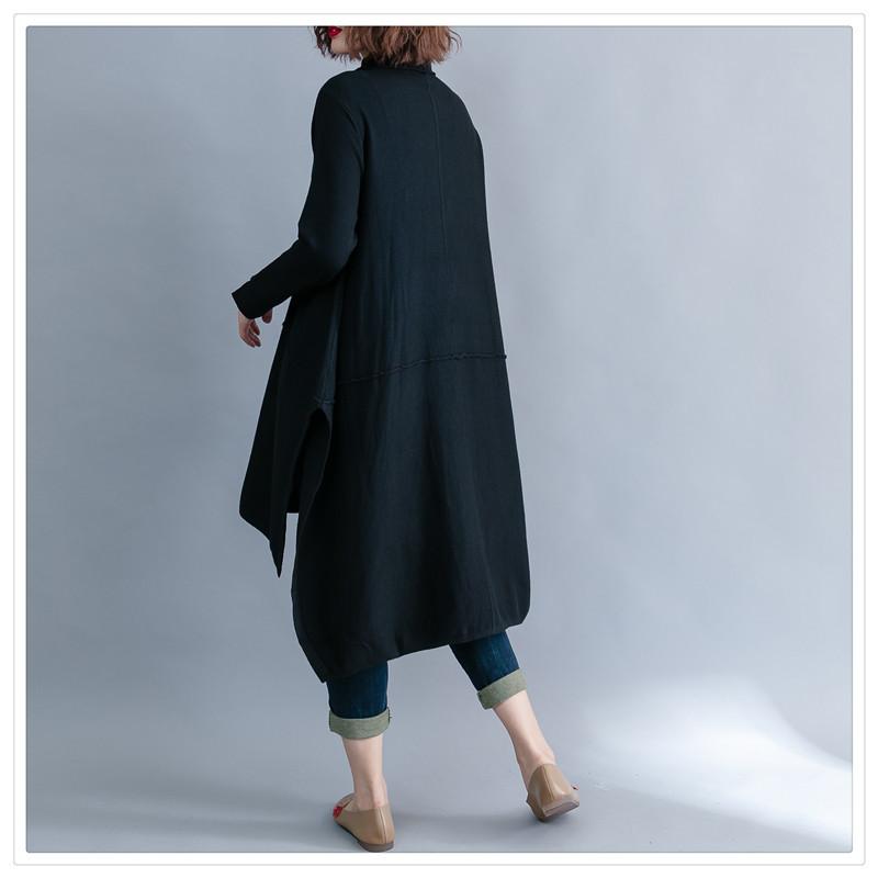 Women High Neck Irregular Fall Dresses-STYLEGOING