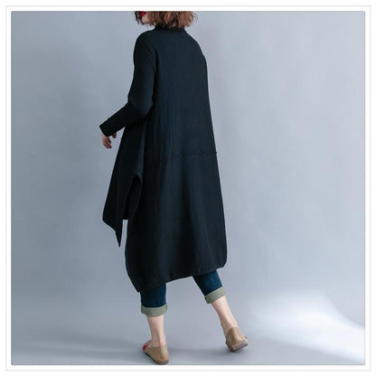 Women High Neck Irregular Fall Dresses-STYLEGOING