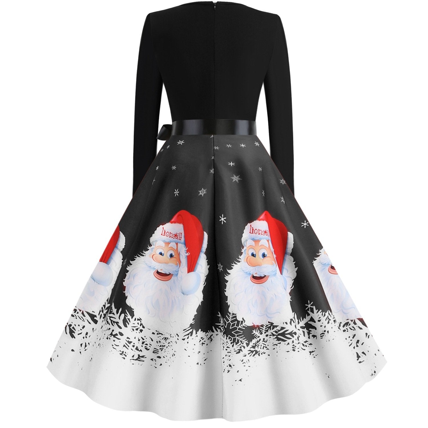Vintage Merry Christmas Round Neck Long Sleeves Dresses-STYLEGOING