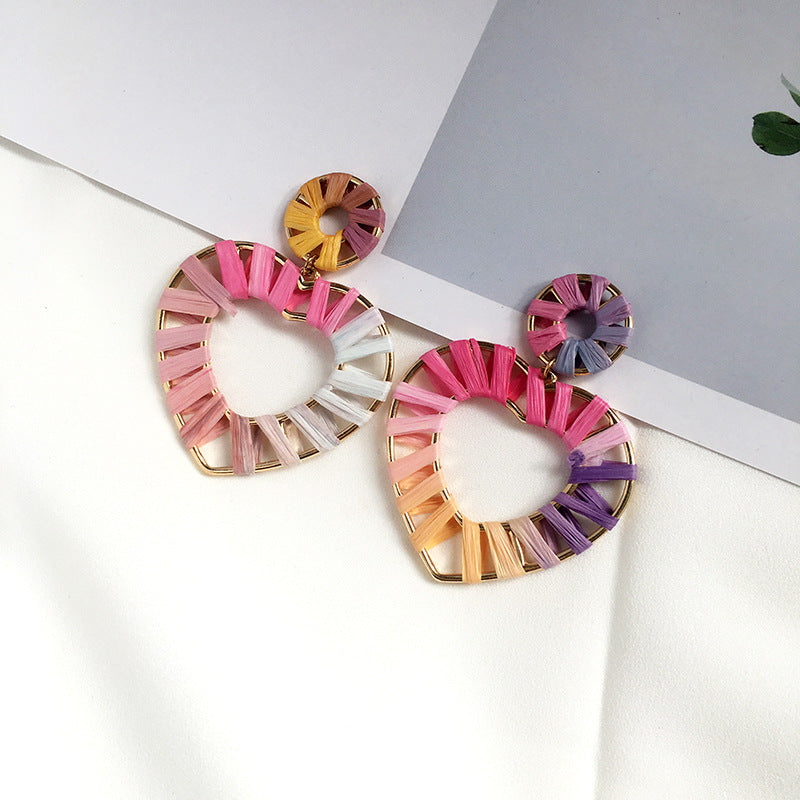 Colorful Raffia Geometry Bohemian Rings