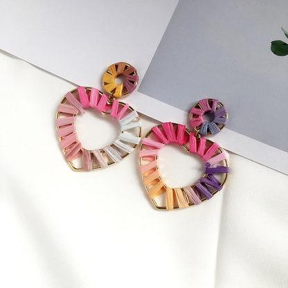 Colorful Raffia Geometry Bohemian Rings