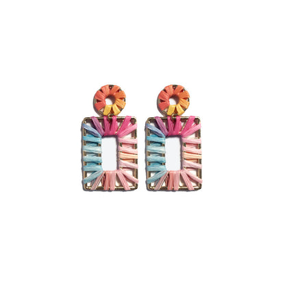 Colorful Raffia Geometry Bohemian Rings
