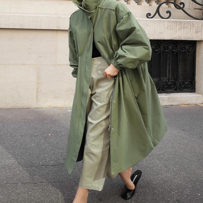 Women High Neck Fall Long Overcoat-STYLEGOING