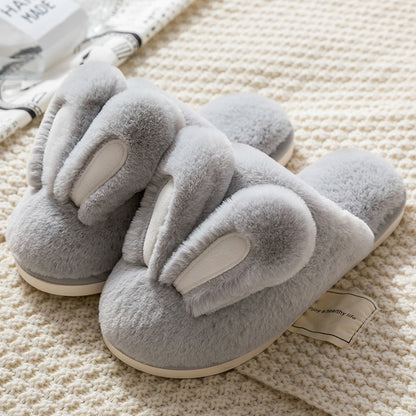 Lovely Rabbit Ear Winter Plush Slippers for Women
