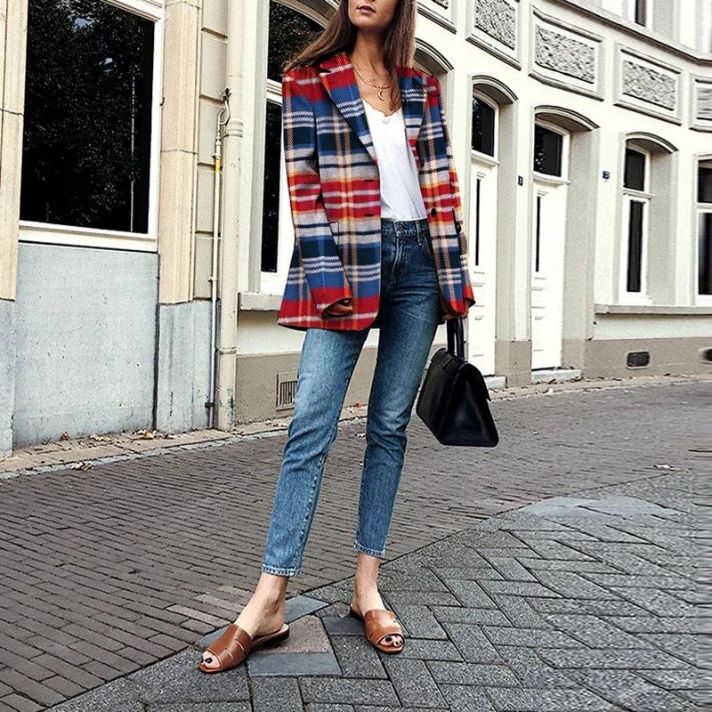 Fashion Oversized Plaid Print Overcoat-STYLEGOING