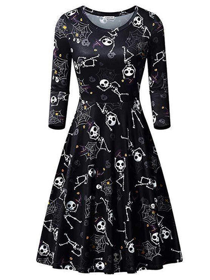 Halloween Pumpkin Long Sleeves Dresses-STYLEGOING