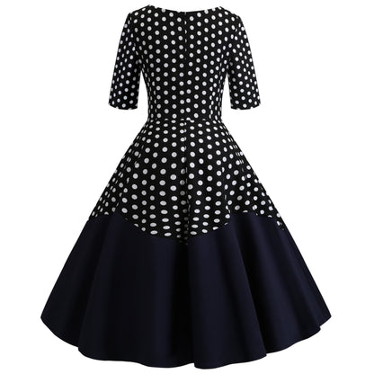 Round Neck Half Sleeves Vintage Dresses-STYLEGOING