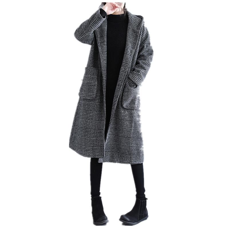 Women Plus Sizes Woolen Winter Coat-STYLEGOING