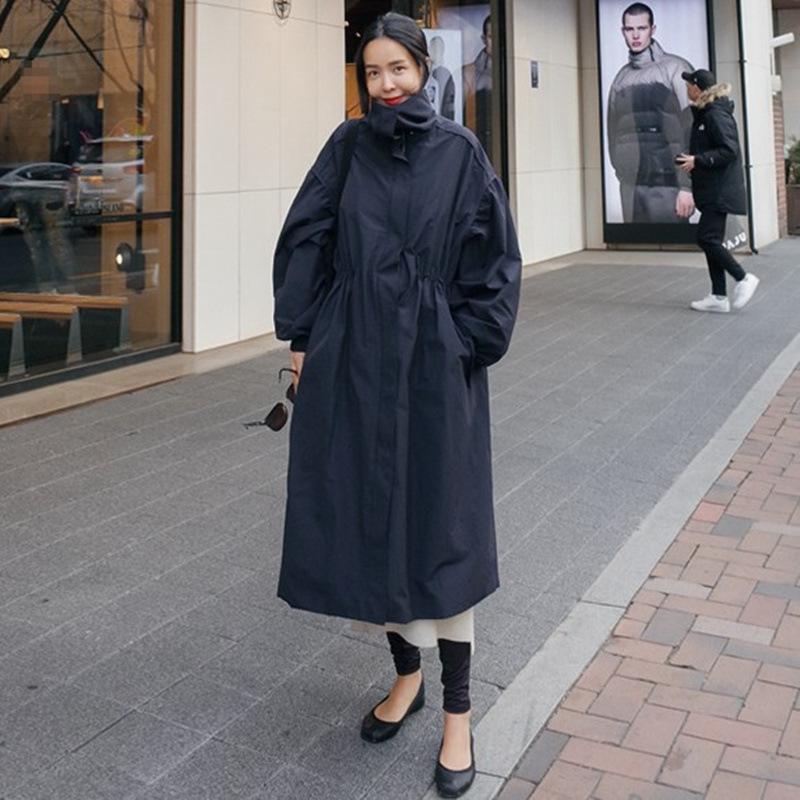 Women High Neck Fall Long Overcoat-STYLEGOING