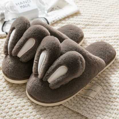 Lovely Rabbit Ear Winter Plush Slippers for Women