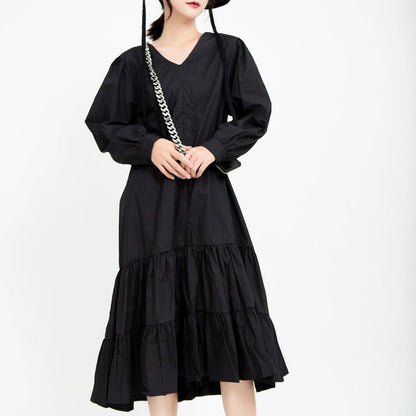 Drawstring Women Fall Midi Length Dresses
